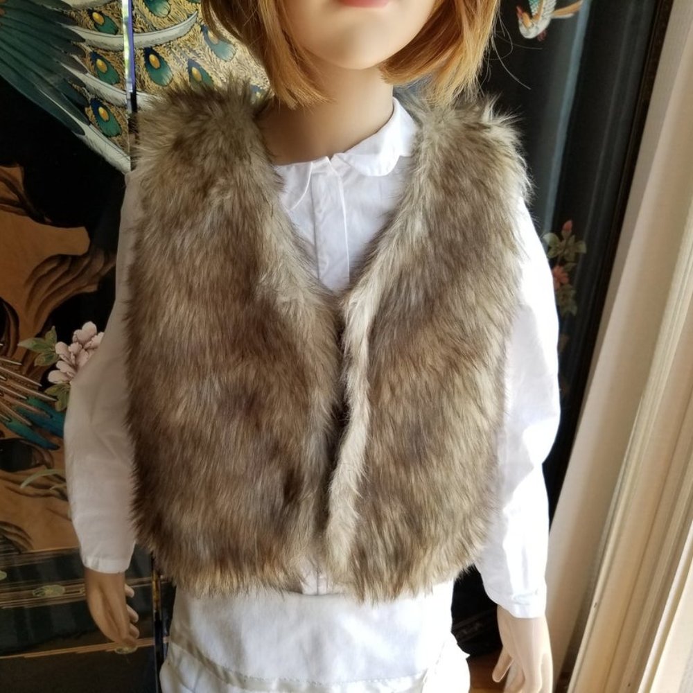 Jak Peppar Size 6 Brown Fake Fur Lined Girls Vest